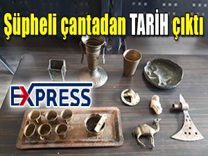 Şüpheli çantadan tarih çıktı 