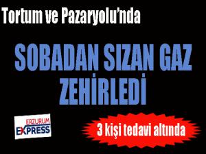 Tortum ve Pazaryolunda 3 kişi sobadan sızan gazdan zehirlendi