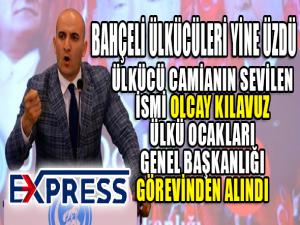 Ülkü Ocakları Genel Başkanı Olcay Kılavuz görevden alındı! Kaynak Yeniçağ: Ülkü Ocakları Genel Başkanı Olcay Kılavuz görevden alındı! 