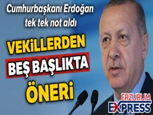 Vekillerden beş başlıkta öneri