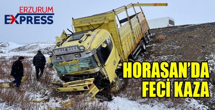 Horasan’da kamyonet şarampole devrildi: 1 ağır yaralı