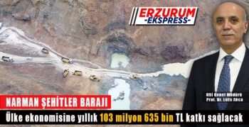 Erzurum Narman Şehitler Barajı’nda çalışmalar aralıksız devam ediyor