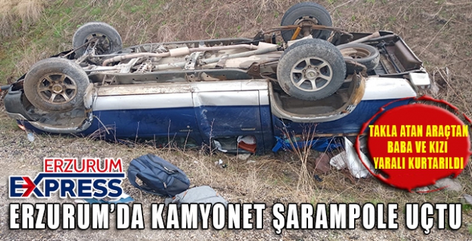 Kamyonet şarampole uçtu