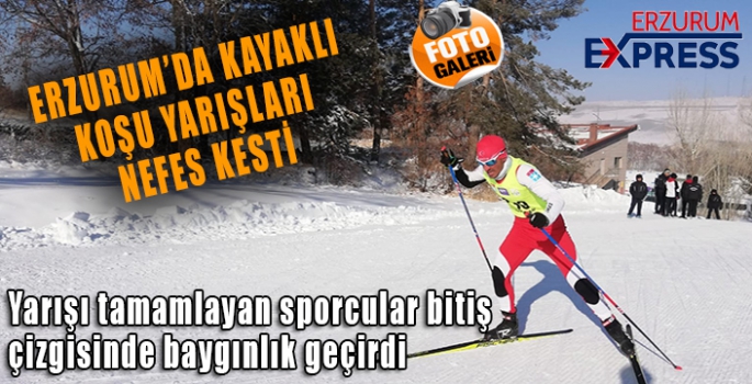 Kayaklı koşu yarışları nefes kesti