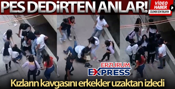 Kızların kavgasını erkekler uzaktan izledi