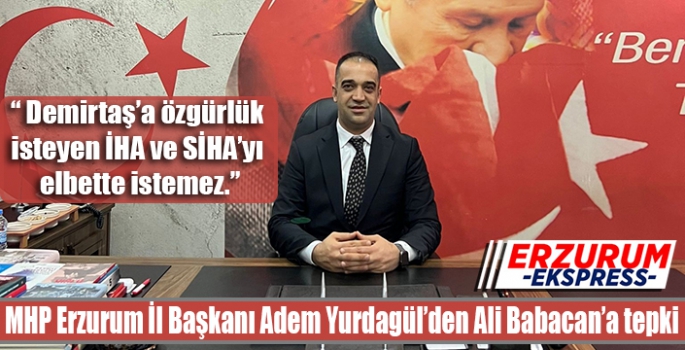 MHP Erzurum İl Başkanı Adem Yurdagül, Demirtaş’a özgürlük isteyen İHA ve SİHA’yı elbette istemez