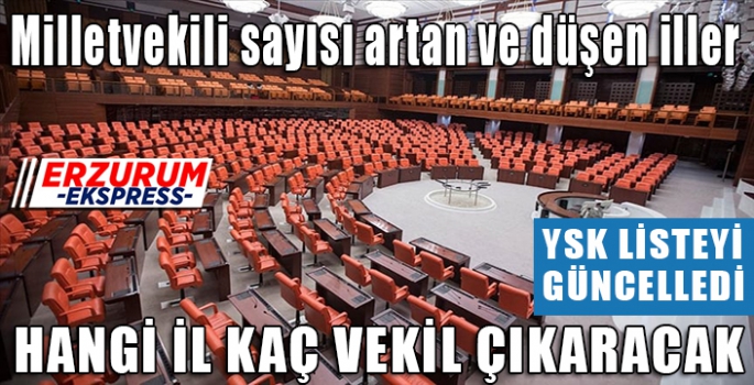 Milletvekili sayısı artan ve düşen iller