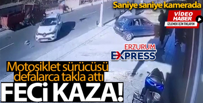 Motosiklet sürücüsünün ölümden döndüğü feci kaza kamerada