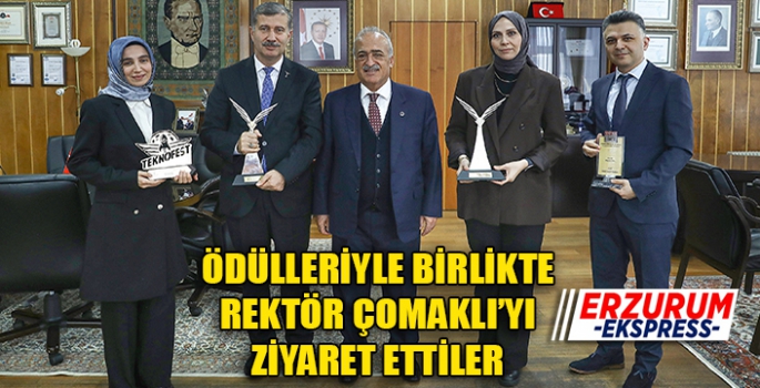 Ödüllü akademisyenlerden Rektör Çomaklı’ya ziyaret