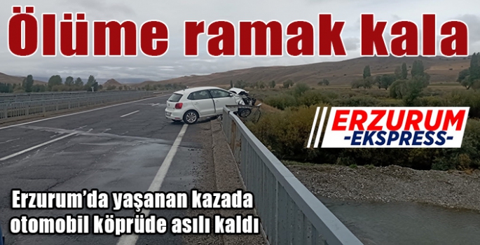 Ölüme ramak kala: Otomobil köprüde asılı kaldı