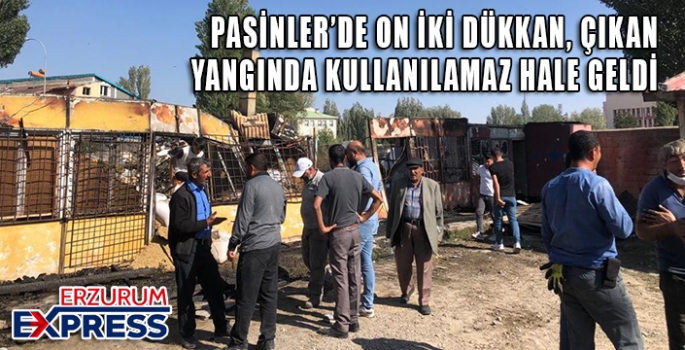 Pasinler'deki yangında 12 dükkan kullanılamaz hale geldi. 