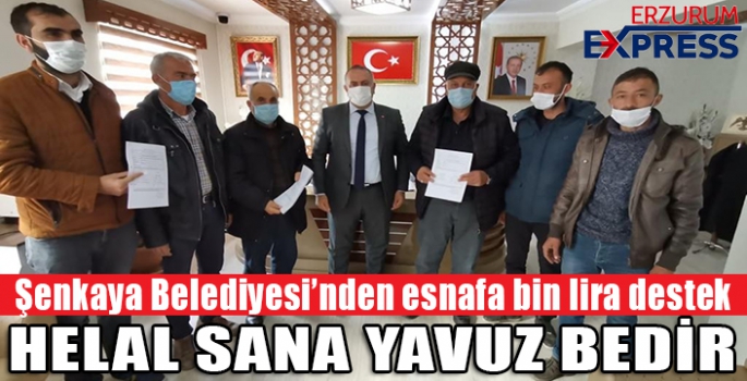 Şenkaya Belediyesi’nden esnafa bin lira destek