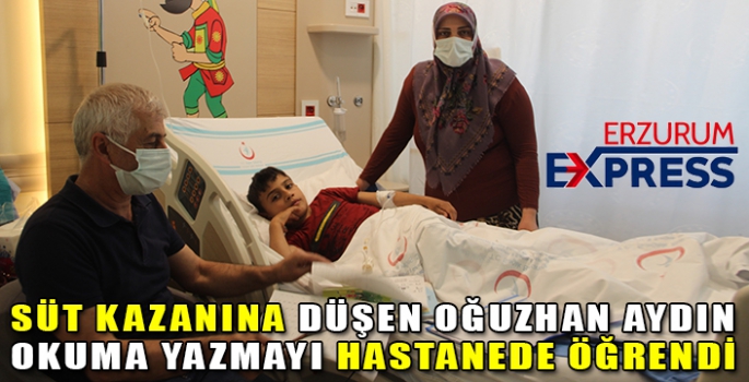 Süt kazanına düşerek yanan çocuk, okuma yazmayı hastanede öğreniyor