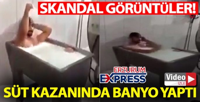 Süt kazanına girip banyo yaptı