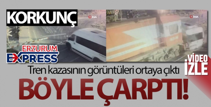 Yük treni işçi servisine böyle çarptı!