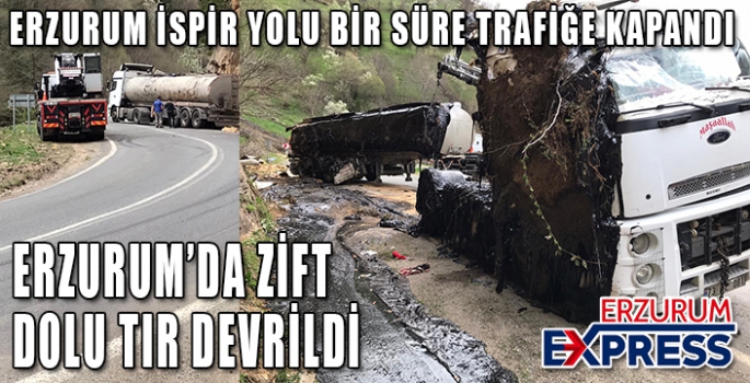 Zift dolu tanker devrildi