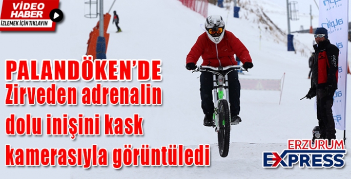 Zirveden adrenalin dolu inişini kask kamerasıyla görüntüledi