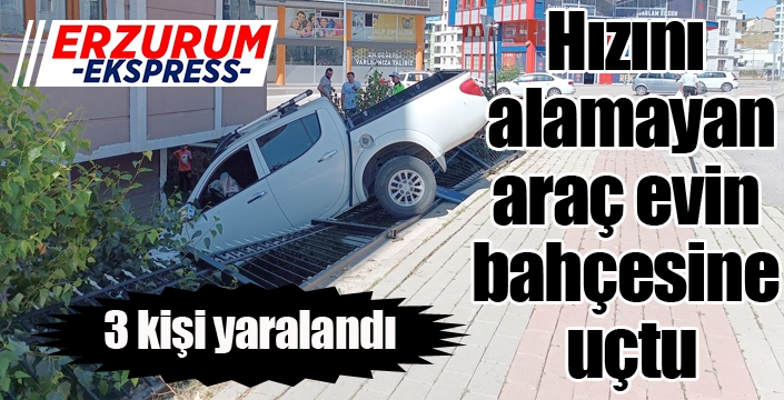 Araç evin bahçesine uçtu...