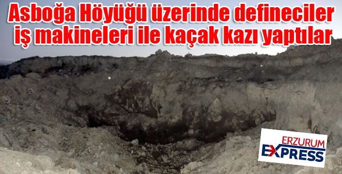 Asboğa Höyüğü üzerinde defineciler iş makineleri ile kaçak kazı yaptılar