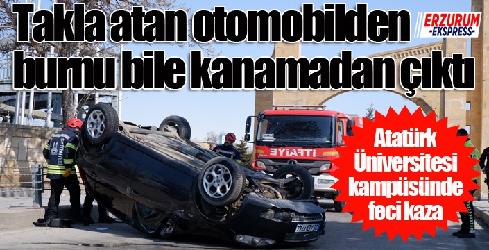 Atatürk Üniversitesi kampüsünde feci kaza... Kaza anı güvenlik kamerasında