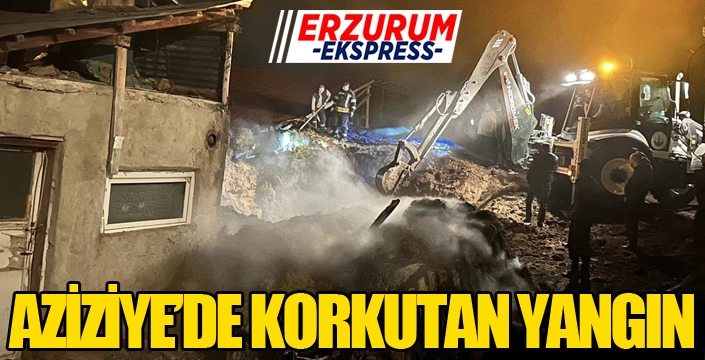 Aziziye'de korkutan yangın...