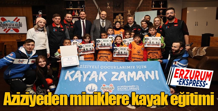 Aziziyeden miniklere kayak eğitimi