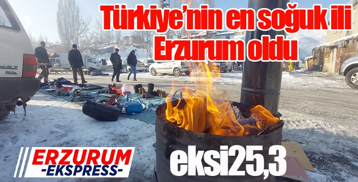 Erzurum buz tuttu, sokak çeşmeleri dondu