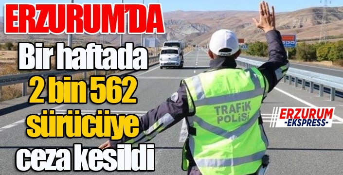 Erzurum'da bir haftada 2 bin 562 sürücüye ceza kesildi