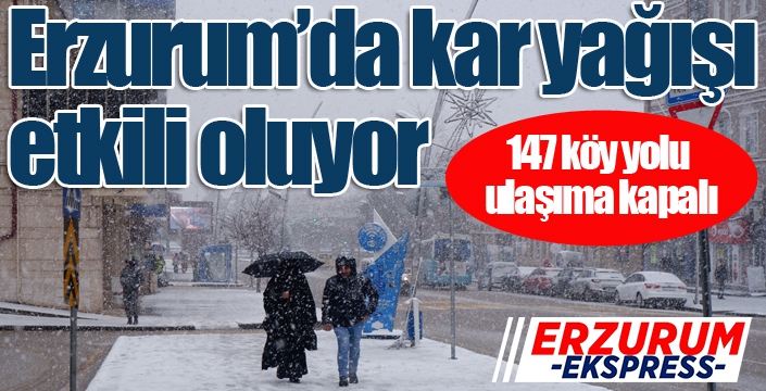 Erzurum’da kar yağışı etkili oluyor, 147 köy yolu ulaşıma kapalı