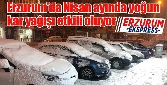 Erzurum’da Nisan ayında yoğun kar yağışı etkili oluyor