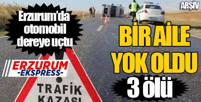 Erzurum'da otomobil dereye uçtu: 3 ölü...