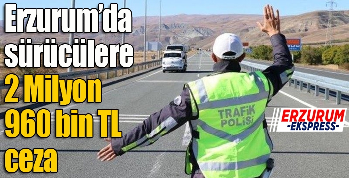 Erzurum’da sürücülere 2 Milyon 960 bin TL ceza