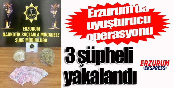 Erzurum'da uyuşturucu operasyonu: 3 şüpheli yakalandı