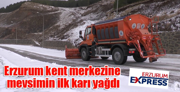 Erzurum kent merkezine mevsimin ilk karı yağdı