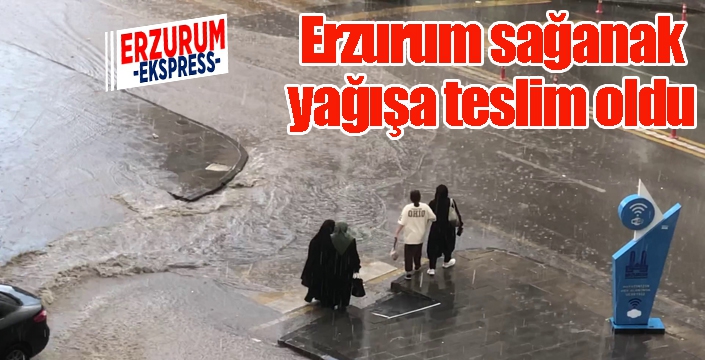 Erzurum sağanak yağışa teslim oldu...