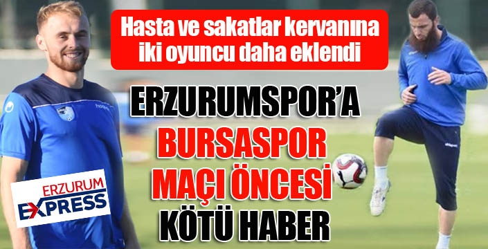 Erzurumspor'a Bursaspor maçı öncesi kötü haber...