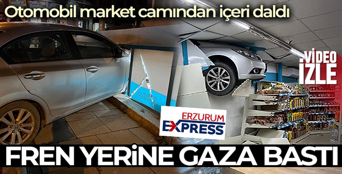 Fren yerine gaza bastı, marketin içine daldı