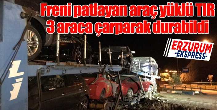 Freni patlayan araç yüklü tır, 3 araca çarparak durabildi