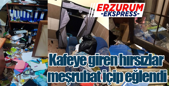 Kafeye giren hırsızlar meşrubat içip eğlendi