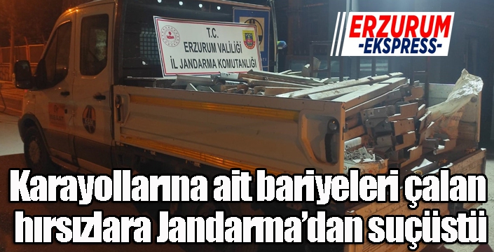 Karayollarına ait bariyeleri çalan hırsızlara Jandarma’dan suçüstü