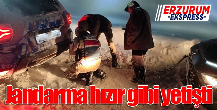 Karda mahsur kalan vatandaşın imdadına jandarma koştu
