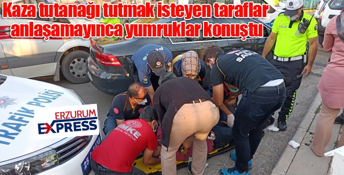 Kaza tutanağı tutmak isteyen taraflar anlaşamayınca yumruklar konuştu