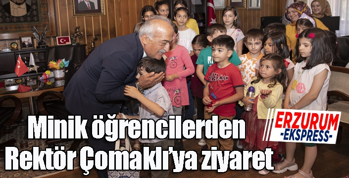 Minik öğrencilerden Rektör Çomaklı’ya ziyaret