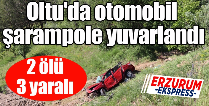 Oltu'da otomobil şarampole yuvarlandı: 2 ölü, 3 ağır yaralı