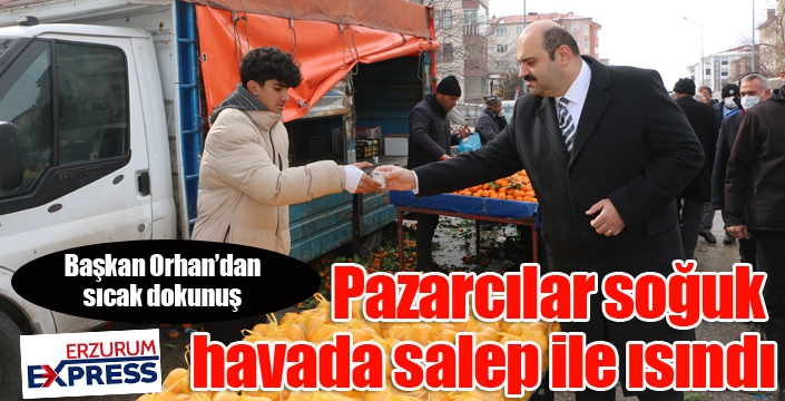 Pazarcılar soğuk havada salep ile ısındı