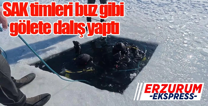 SAK timleri buz gibi gölete dalış yaptı