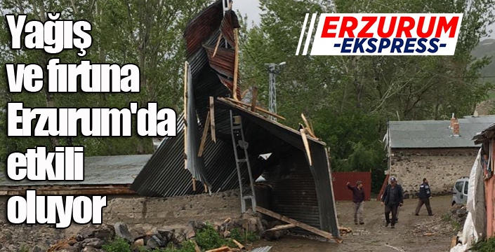 Yağış ve fırtına Erzurum'da etkili oluyor