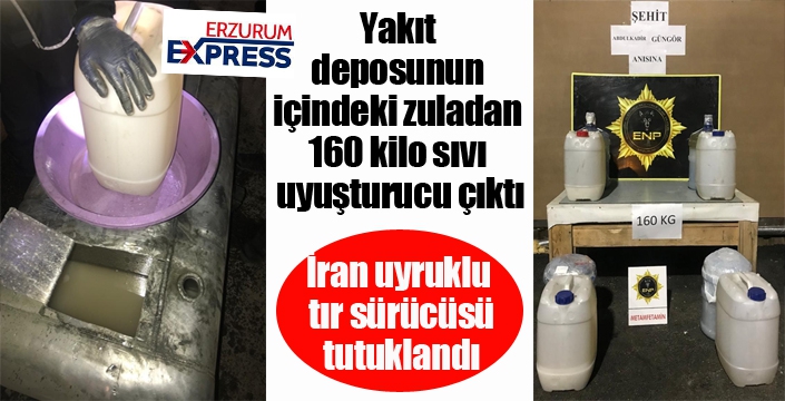 Yakıt deposunun içindeki zuladan 160 kilo sıvı uyuşturucu çıktı