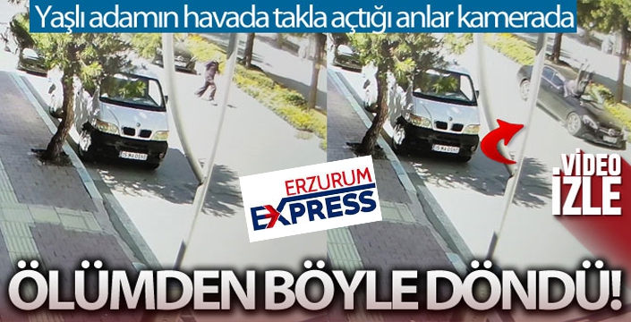 Yolun karşısına geçmeye çalışan yaşlı adamın ölümden döndüğü anlar kamerada